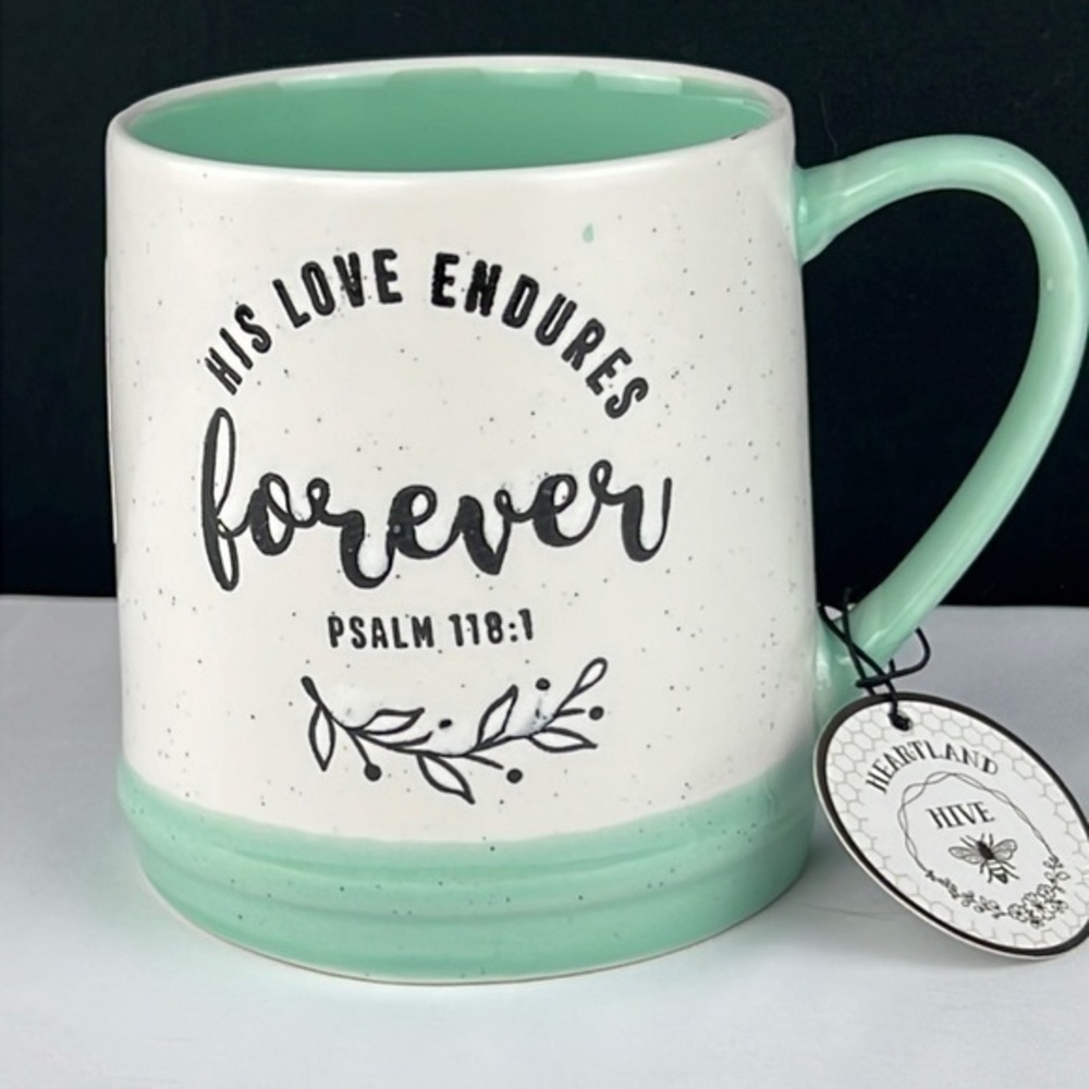 Heartland Hive - 3/$48 - ‘His Love Endures Forever’ ceramic mug. NWT Firm!